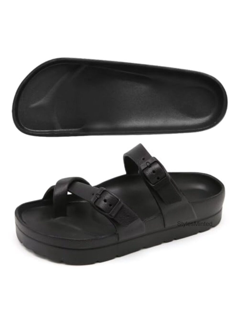 Women's Platform Sandals with Arch Support, EVA Chunky Slide Sandals with